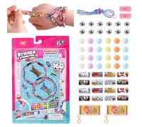 iewrtcin Sticki Rolls Bracelet, Pulseras Con Pegatinas, 160 Pegatinas Y Accesorios, Pulsera De Pegatinas Patrón De Dibujos Animados, Pulsera De Pegatinas Portátil Y Divisible, Pulseras Para Hacer
