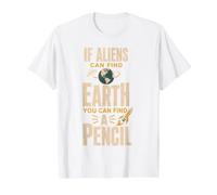 If Aliens Can Find Earth You Can Find Pencil Back To School Camiseta gráfica económica, Hombre, Blanco, S