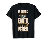 If Aliens Can Find Earth You Can Find Pencil Back To School Camiseta gráfica económica, Hombre, Negro, L