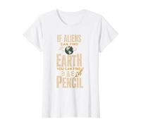 If Aliens Can Find Earth You Can Find Pencil Back To School Camiseta gráfica económica, Mujer, Blanco, M