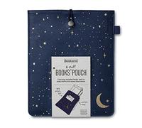 IF Bookaroo - Bolsa para libros, luna y estrellas, azul oscuro/dorado