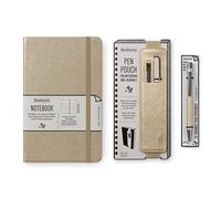 IF Bookaroo - Cuaderno para bolígrafos y bolígrafo, color dorado, tapa dura con elástico en contraste y cinta, A5, 21,5 x 13,5 cm, 192 páginas, con tinta negra