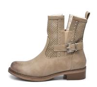 IF Botas de motorista para mujer, perforadas con hebillas para primavera, verano, piel sintética, efecto vaquero, GR-6656, 677 Khaki, 37 EU