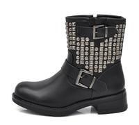 IF Botas de mujer Tobillo Botas Motociclista Biker Hebilla Tachuelas 8081A RQ56, 189 Black, 38 EU