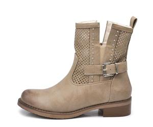 IF Fashion Botas Botines Biker Motociclista para Mujer Perforadas con Hebillas Primaverales Estivales Piel Sintética Efecto Vaquero GR-6656, 38 EU
