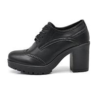 IF Fashion IF146 - Zapatos de mujer con cordones y bordado de tacón grueso de piel sintética, 41 EU