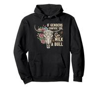 If Genders Confuse You Go Milk a Bull Funny Vintage Hombres Sudadera con Capucha