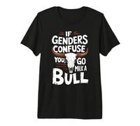 If Genders Confuse You Go Milk A Bull Humor Occidental Toro Camiseta Premium