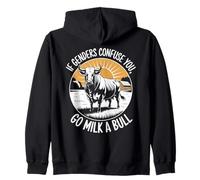 If Genders Confuse You Go Milk a Bull Sátira Toro Rural Sudadera con Capucha