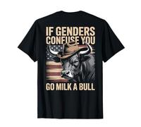 If Genders Confuse You Go Milk A Bull USA Flag (en la parte posterior) Camiseta