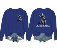 If I Ever Get Rabies You're High On My Bitin' List Sudadera con texto en inglés "I Have Rabies Shirt Funny Bitin List Raccoon", Klein Azul, M