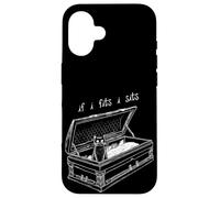 If I Fits I Sits Black Cat Coffin Kitty Sitting In A Casket Carcasa para iPhone 16