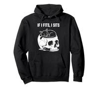 If I Fits I Sits Cat Skull, Divertido, gótico, Meme Oscuro, Humor 3 Sudadera con Capucha