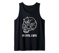 If I Fits I Sits Cat Skull, Divertido, gótico, Meme Oscuro, Humor 5 Camiseta sin Mangas