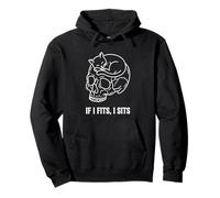 If I Fits I Sits Cat Skull, Divertido, gótico, Meme Oscuro, Humor 5 Sudadera con Capucha