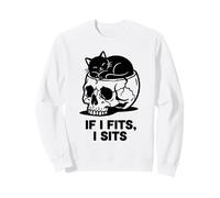 If I Fits I Sits Cat Skull Funny Gothic Dark Meme Humor 2 Sudadera