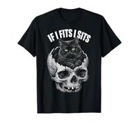 If I Fits I Sits - Funny Black Cat Skull Camiseta