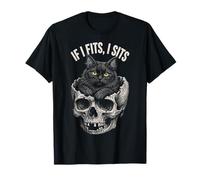 If I Fits I Sits - Funny Black Cat Skull Camiseta