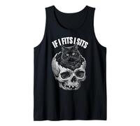 If I Fits I Sits - Funny Black Cat Skull Camiseta sin Mangas