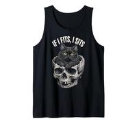 If I Fits I Sits - Funny Black Cat Skull Camiseta sin Mangas