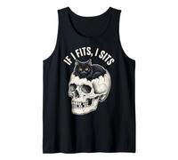 If I Fits I Sits - Funny Black Cat Skull Camiseta sin Mangas