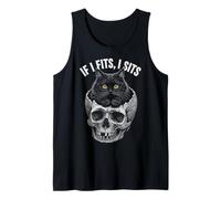 If I Fits I Sits - Funny Black Cat Skull Camiseta sin Mangas