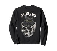 If I Fits I Sits - Funny Black Cat Skull Sudadera