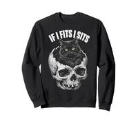 If I Fits I Sits - Funny Black Cat Skull Sudadera