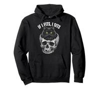 If I Fits I Sits - Funny Black Cat Skull Sudadera con Capucha