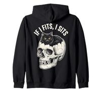 If I Fits I Sits - Funny Black Cat Skull Sudadera con Capucha