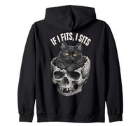 If I Fits I Sits - Funny Black Cat Skull Sudadera con Capucha