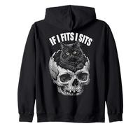 If I Fits I Sits - Funny Black Cat Skull Sudadera con Capucha