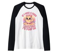If I Was a Bird I Know Who I'd Poop On Kawaii Quote Meme Camiseta Manga Raglan