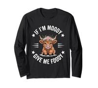 If I'm Moody Give Me Foody, divertido y lindo amante de las vacas de las Highlands Manga Larga