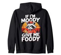 If I'm Moody Give Me Foody Retro Pizza Raccoon Sudadera con Capucha