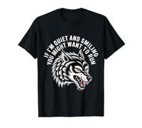 If I'm Quiet and Smiling You Might Want To Run |- Camiseta gráfica económica, Hombre, Negro, M