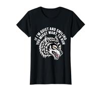 If I'm Quiet and Smiling You Might Want To Run |- Camiseta gráfica económica, Mujer, Negro, M