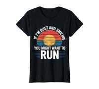 If I'm Quiet and Smiling You Might Want To Run - Camiseta gráfica económica, Mujer, Negro, XS