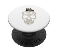 If It Fits I Sit Black Cat Skull Funny Kitty PopSockets PopGrip Adhesivo