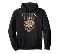 If It Fits I Sit Black Cat Skull Funny Kitty Sudadera con Capucha