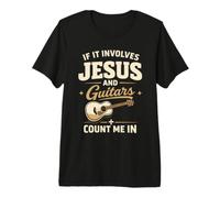 If It Involves Jesus and Guitars Guitarist Christian Music Camiseta Premium
