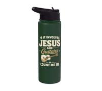 If It Involves Jesus and Guitars Guitarist Christian Music Stainless Steel Insulated Water Bottle