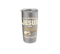 If It Involves Jesus and Guitars Guitarist Christian Music Vaso térmico de acero inoxidable de doble pared