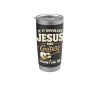 If It Involves Jesus and Guitars Guitarist Christian Music Vaso térmico de acero inoxidable de doble pared