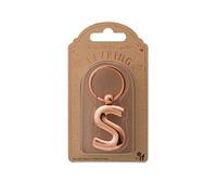 if - Llavero de metal con letra de alfabeto personalizada - color oro rosa - letra S