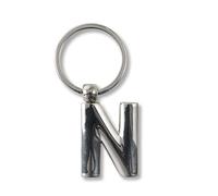 IF Llavero de metal personalizable con letras del alfabeto N, 7 cm, color plateado, Silver, 7 cm, Clásico