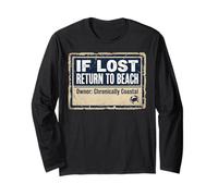 If Lost Return To Beach Coastal Crab Sign Manga Larga