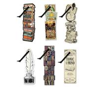 IF Marcadores de if Academia Set 2 (6 piezas), 6 títulos, 1 pila de libros, 1 tarot, 1 carpe diem, 1 pluma y tinta, 1 tónico para la mente, 1 prensa de letras