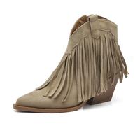 IF Texani Cowboy Western Zapatos de Mujer Botas Botines Flecos Camperos Étnicos ML523, 059 Beige, 39 EU