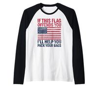 If This Flag Offends You I'Ll Help You Empacar Your Bags USA Camiseta Manga Raglan